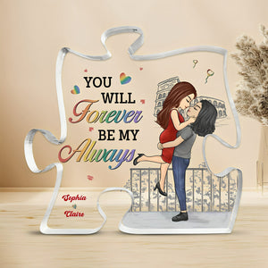 The Day I Met You I Found My Missing Piece - Couple Personalized Custom Puzzle Shaped Acrylic Plaque - Gift For Husband Wife, Anniversary