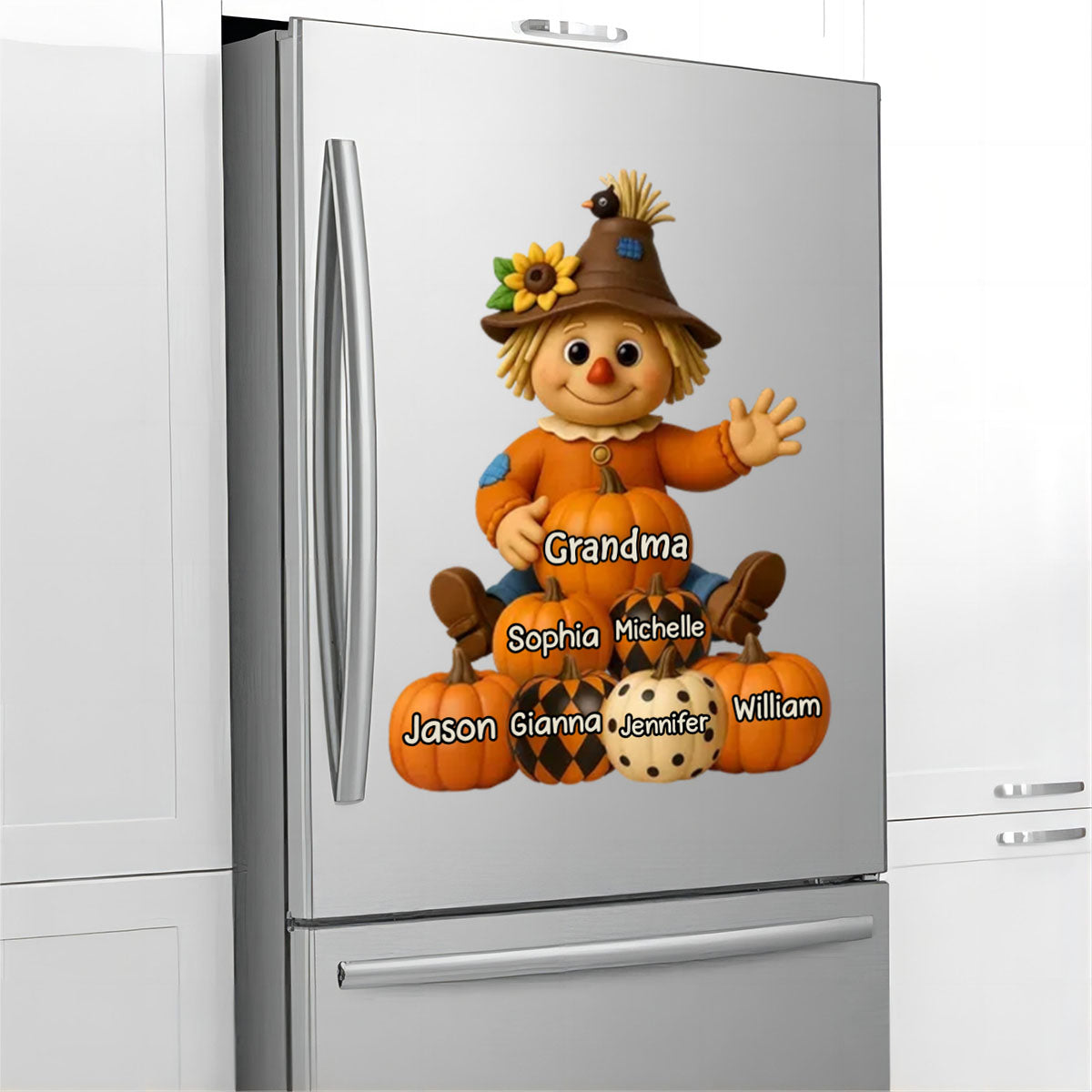 Fall Season Grandma Scarecrow Grandkids Pumpkins Personalized Decal