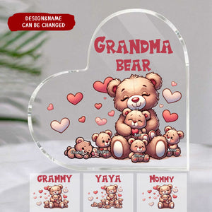 Personalized Grandma Bear With Cute Grandkids Acrylic Plaque