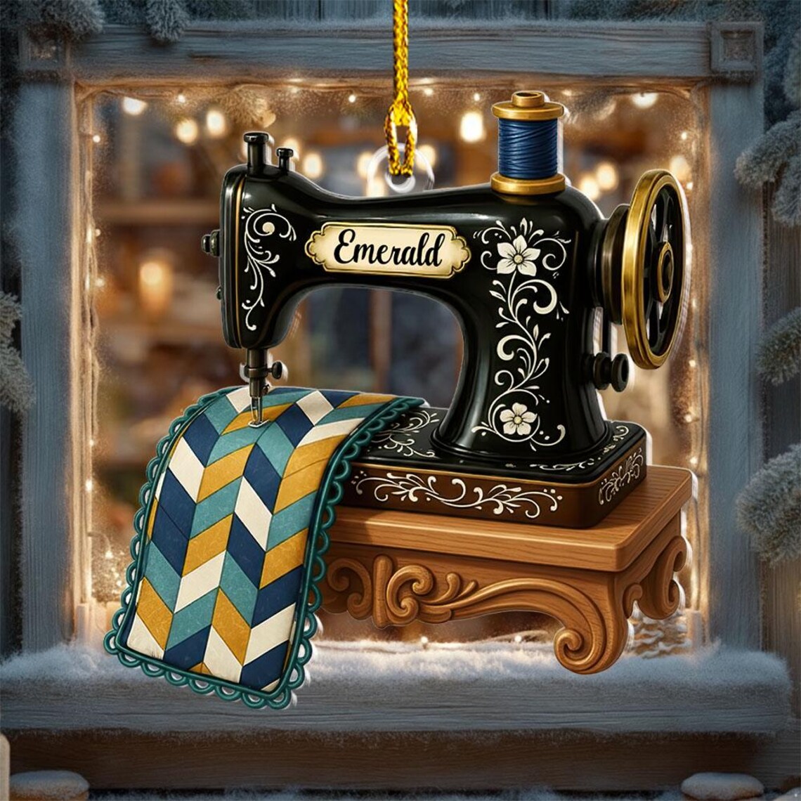 Personalized Sewing Machine Acrylic Ornament, Sewing Lover Keepsake, Crafter Gift