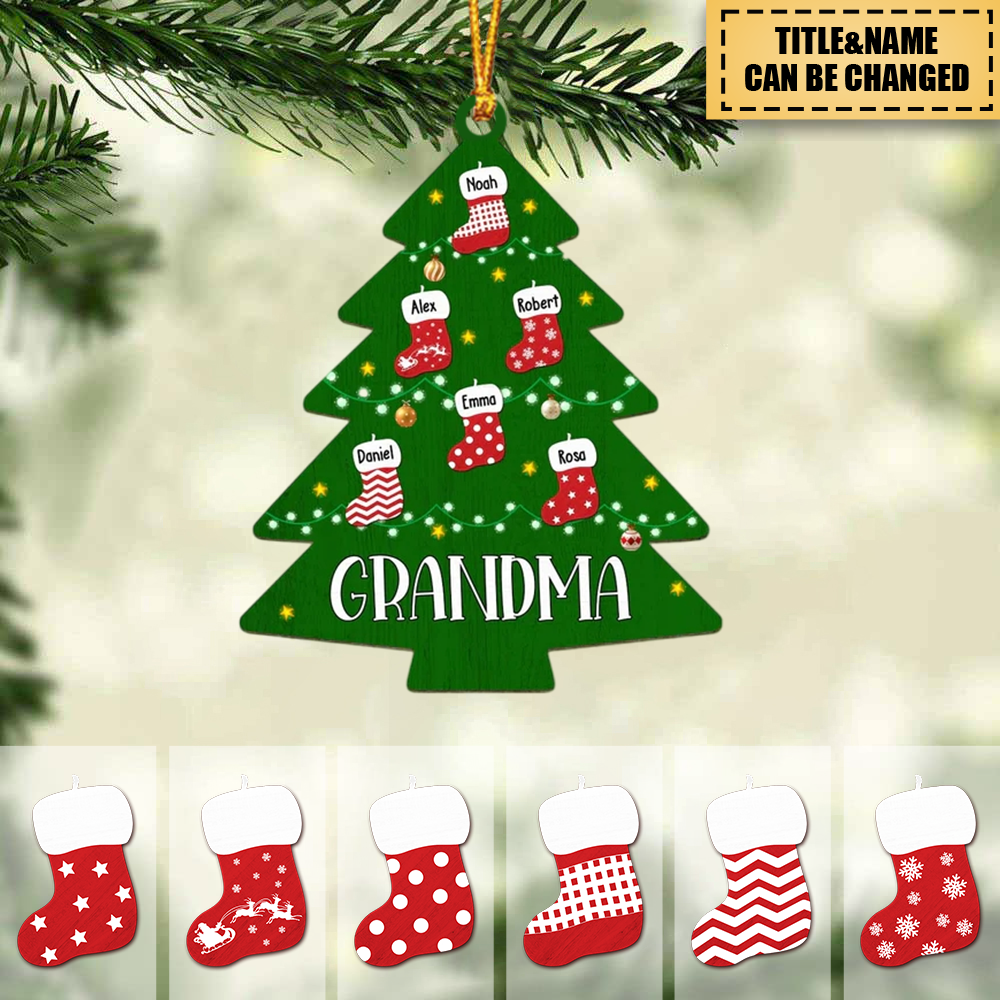 Personalized Gift For Grandma Christmas Socks Ornament