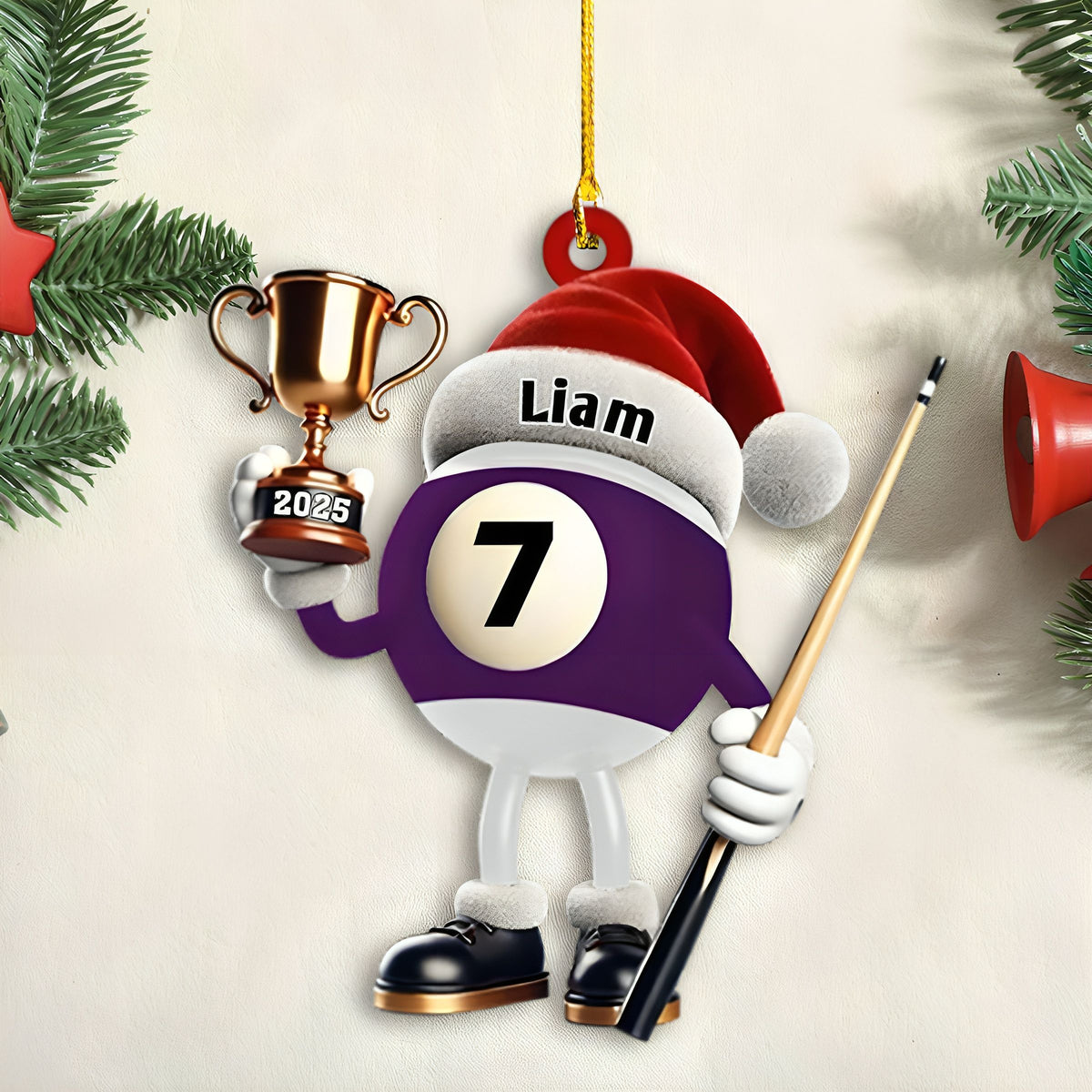 Custom Name Billiard Ornament, Billiard Lover Christmas Gift