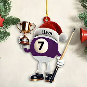 Custom Name Billiard Ornament, Billiard Lover Christmas Gift