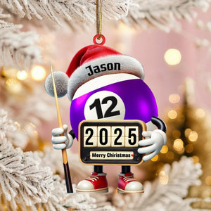 Custom Name and Year Billiard Ornament, Billiard Lover Christmas Gift