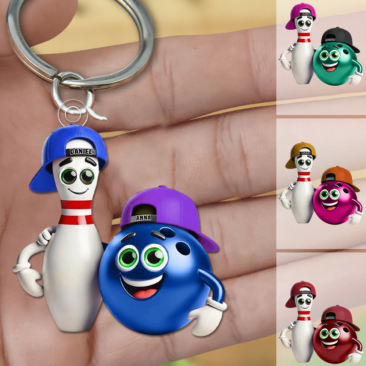 Custom Name Bowling Personalized Acrylic Keychain Gift for Bowling Lover