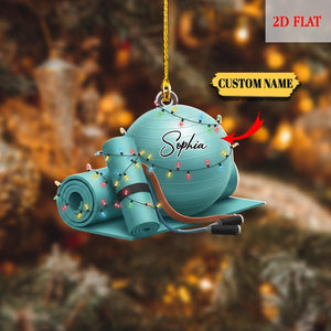 Personalized Yoga Mat Acrylic Ornament, Custom Fitness Christmas Decoration