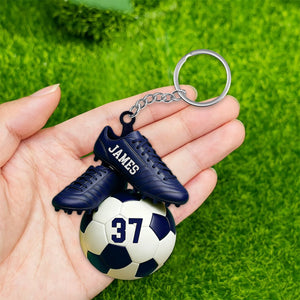Custom Name & Jersey Number Personalized Keychian for Soccer Lover