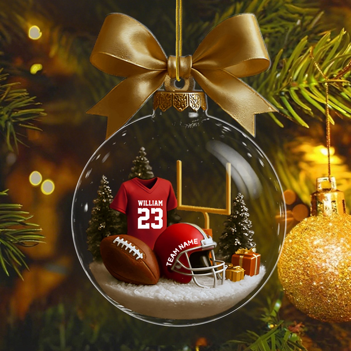 Personalized Football Transparent Ornament-Gift For Football Lovers