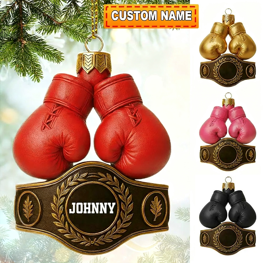 Personalized Boxing Gloves And Championship Belt Christmas Ornament