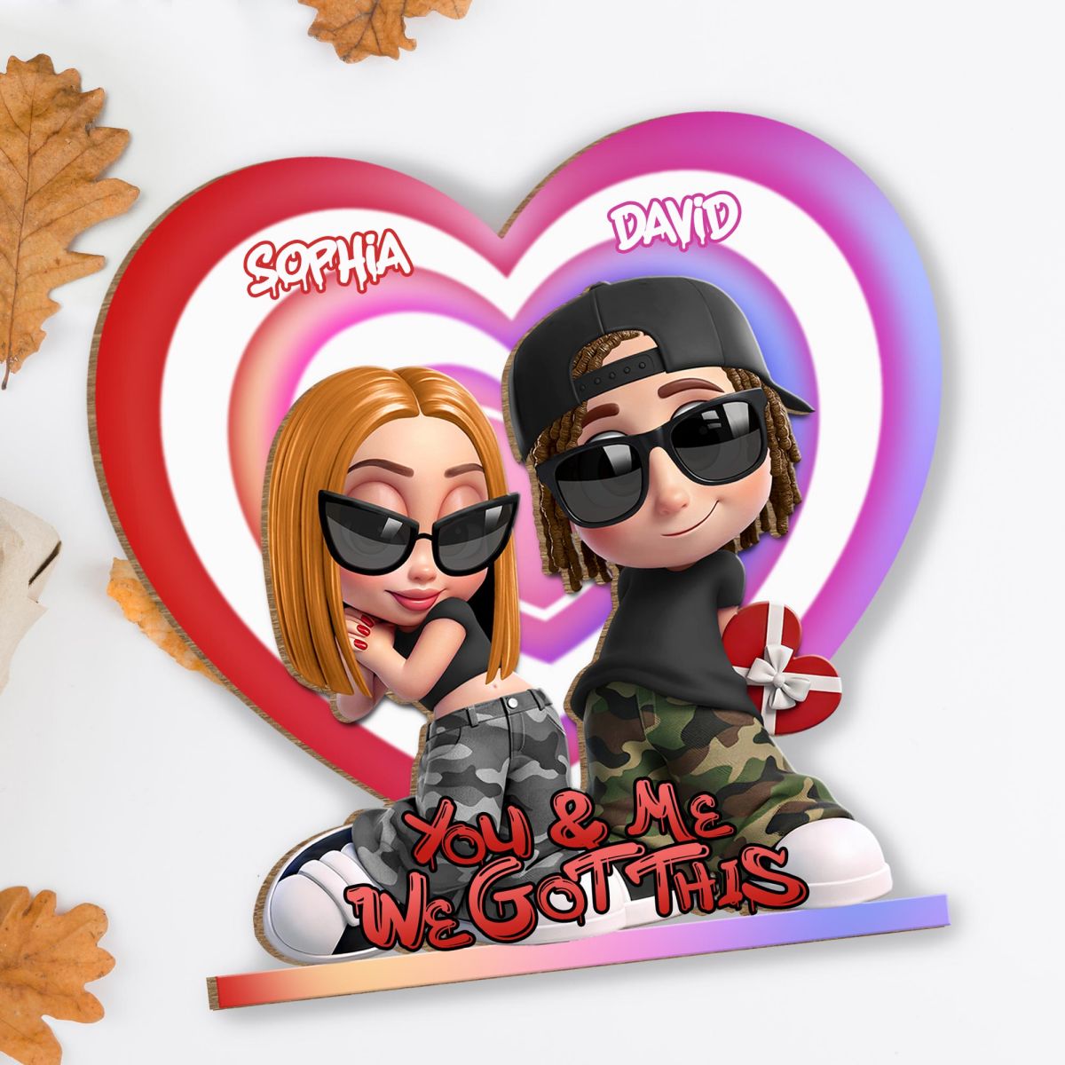 You & Me We Got This, Hearts And Sunglasses, Custom Wood Plaque, Gift For Couples