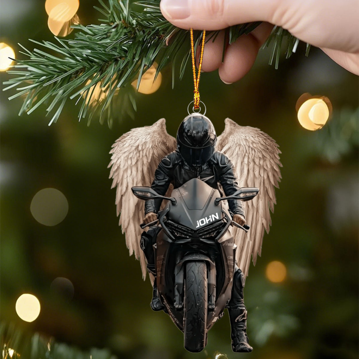 Motorbike With Wings Personalized Christmas Ornament,Gift for Bikers