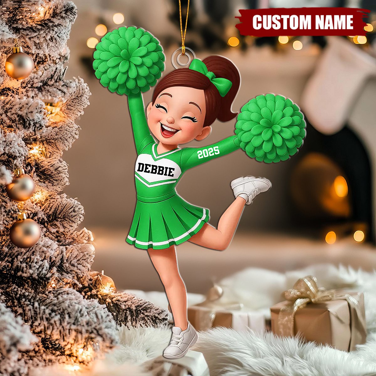 Personalized Cheerleader Girl  Acrylic Ornament, Christmas Gift for Daughter, for Granddaughter