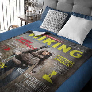 Personalized Hiking Magazine Cover Blanket Gift for Hiker, Adventure Lover Gift, Custom Outdoor Magazine Cover