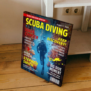 Personalized Scuba Diving Magazine Cover, Custom Scuba Diving Dad Gift, Scuba Diving Lover Gift