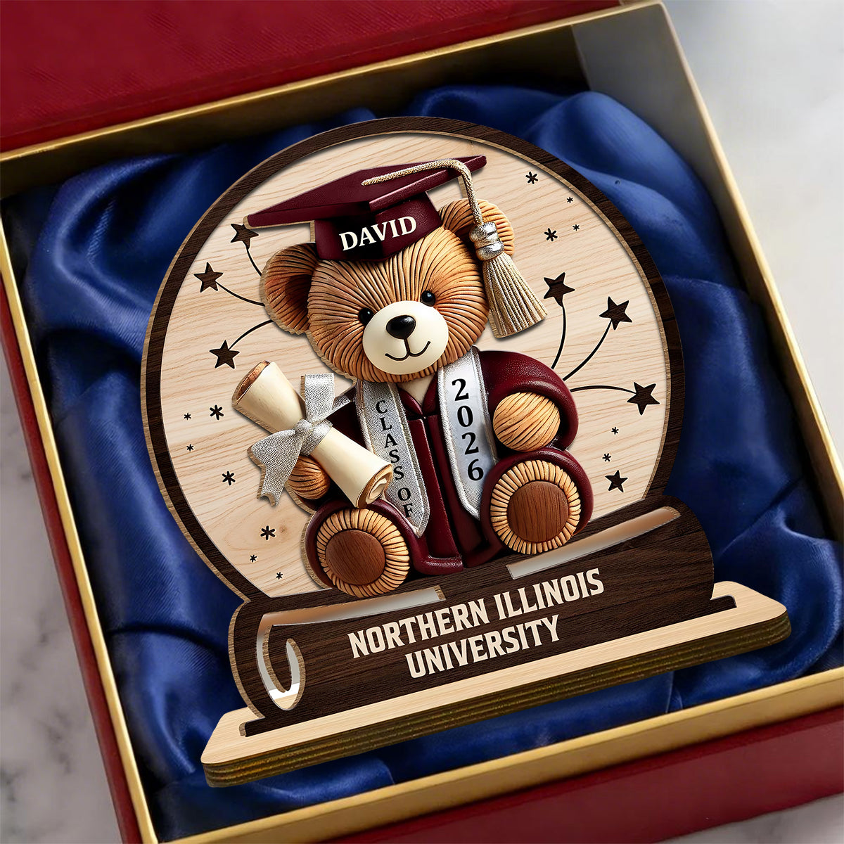 Celebrate Your Achievements Wooden Graduate Bear Personalized Plaque, Gift For Graduates