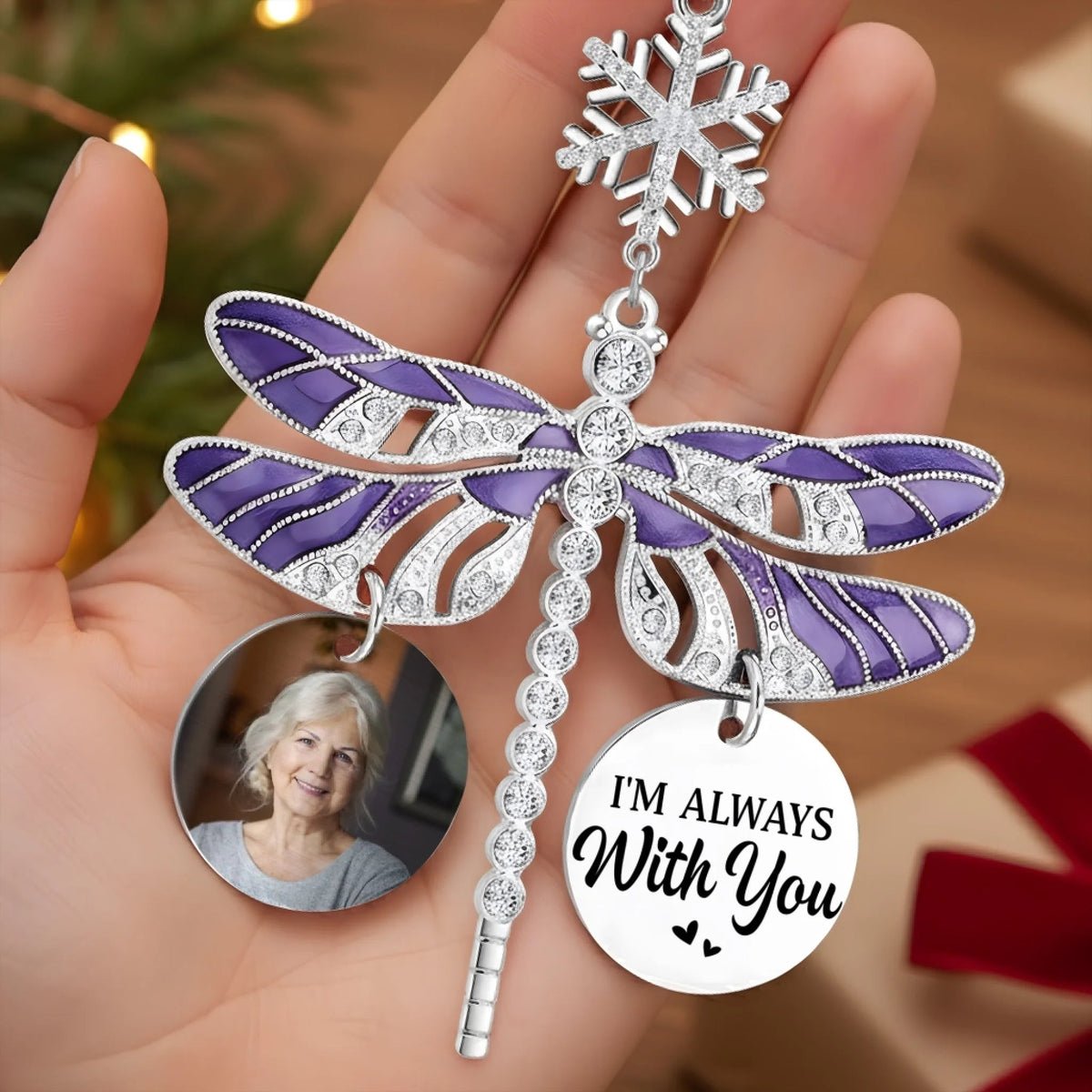 Custom Photo Dragonfly Memorial Ornament - Personalized Memorial Sympathy Gifts For Loss Of Mom, Dad - A Heart Remembered Through Time