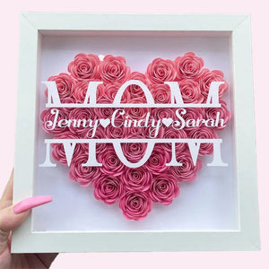 Personalized Mom Grandma Flower Shadow Box With Name