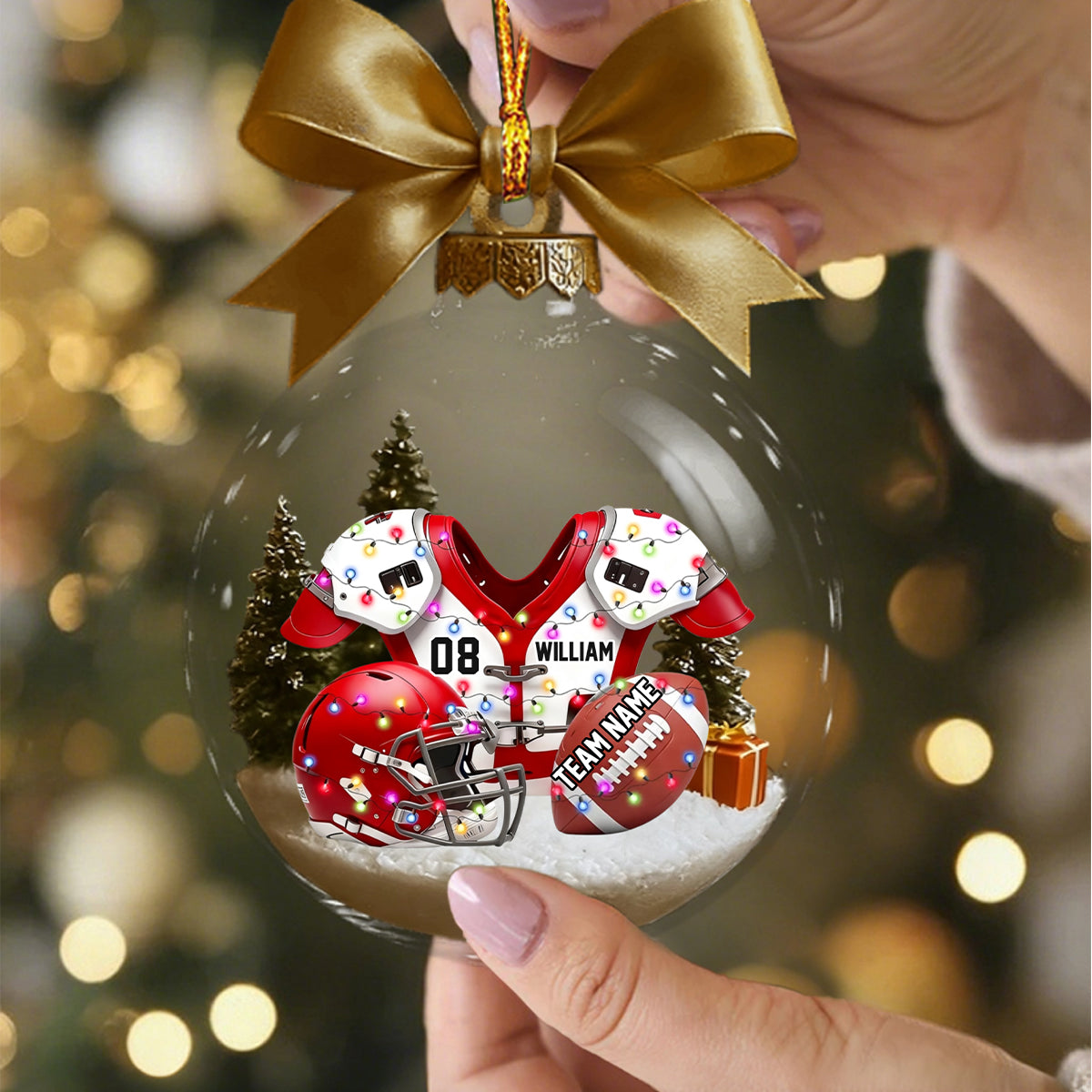 Personalized American Football Transparent Ornament