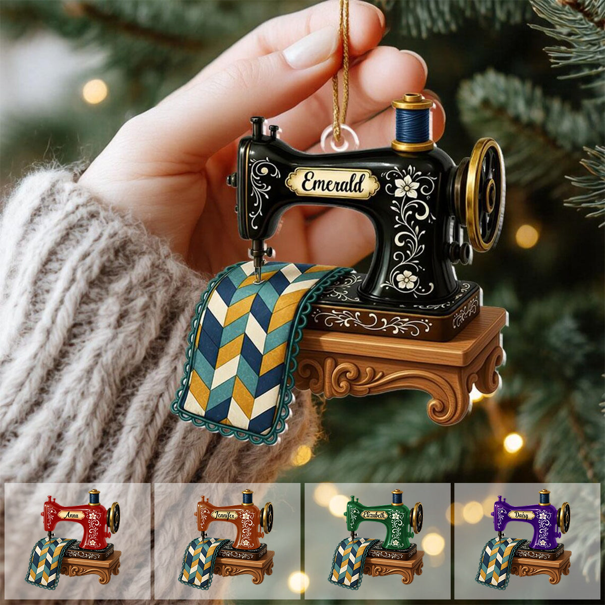 Personalized Sewing Machine Acrylic Ornament, Sewing Lover Keepsake, Crafter Gift