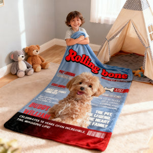 Pet  Magazine Cover Blanket, Custom Pet Portrait Photo Blanket, Personalized Dog Lover Gift