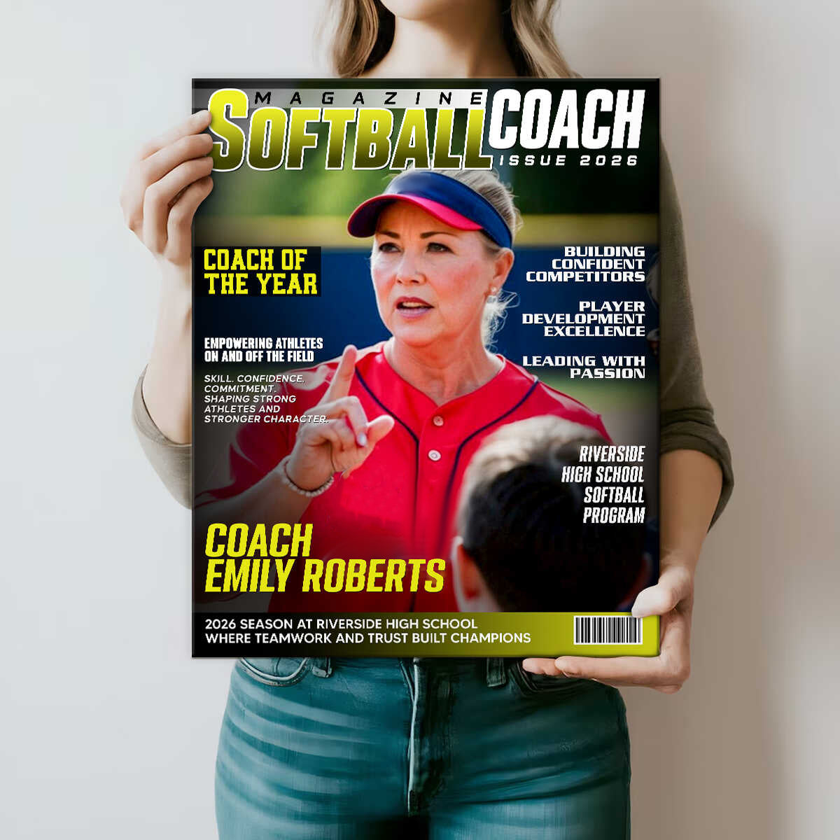 Softball Coach Magazine Cover Canvas, Personalized Coach Appreciation Gift, Thank You Softball Coach Wall Art, End Of Season Coach Keepsake
