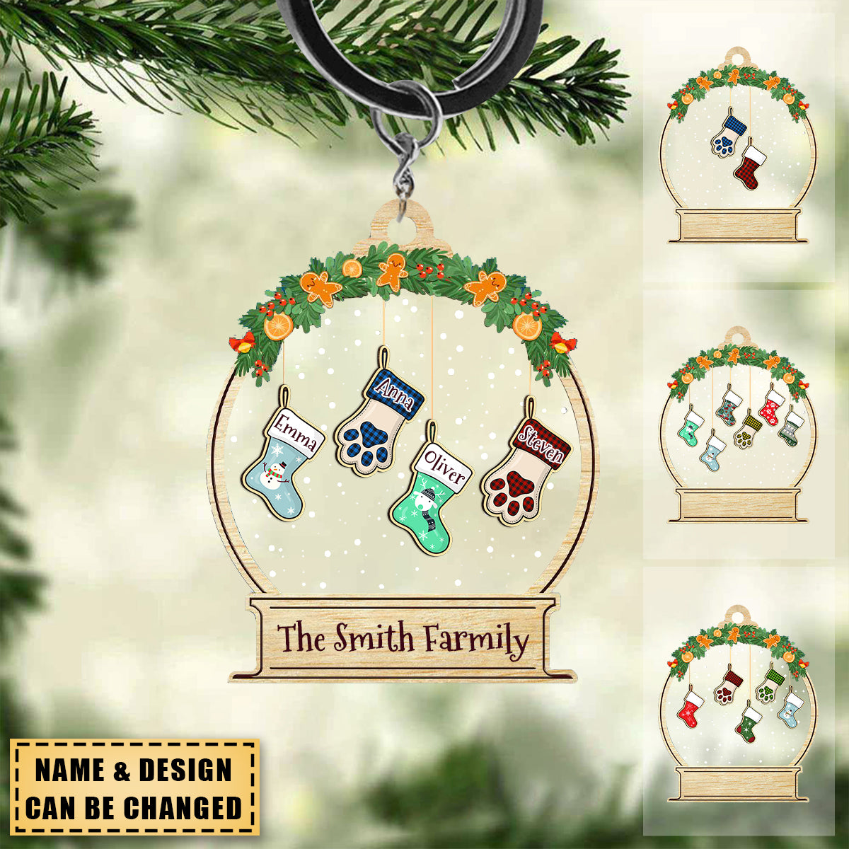 Lovely Stockings Hanging - Family Personalized Custom Keychain