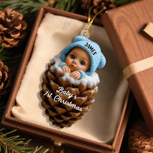 Pine Cones Baby's 1st Christmas, Personalized Christmas Ornament