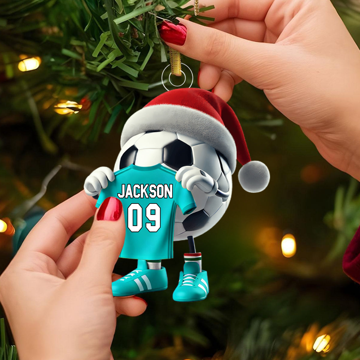 Custom Name Soccer Ornament, Soccer Lover Personalized Christmas Gift