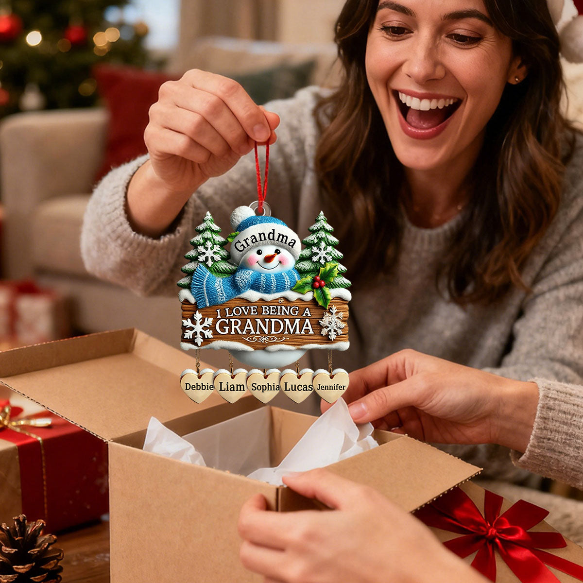 I Love Being Grandma Home Decor Personalized Christmas Ornament