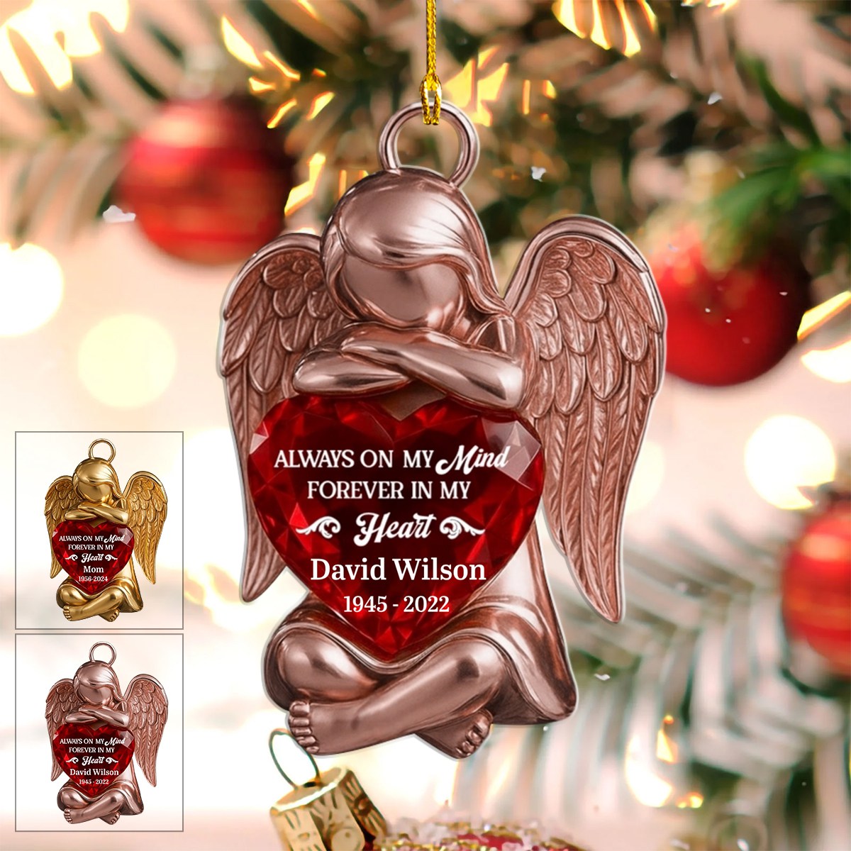 Always On My Mind, Forever In My Heart - Angel Memorial Personalized Acrylic Ornament