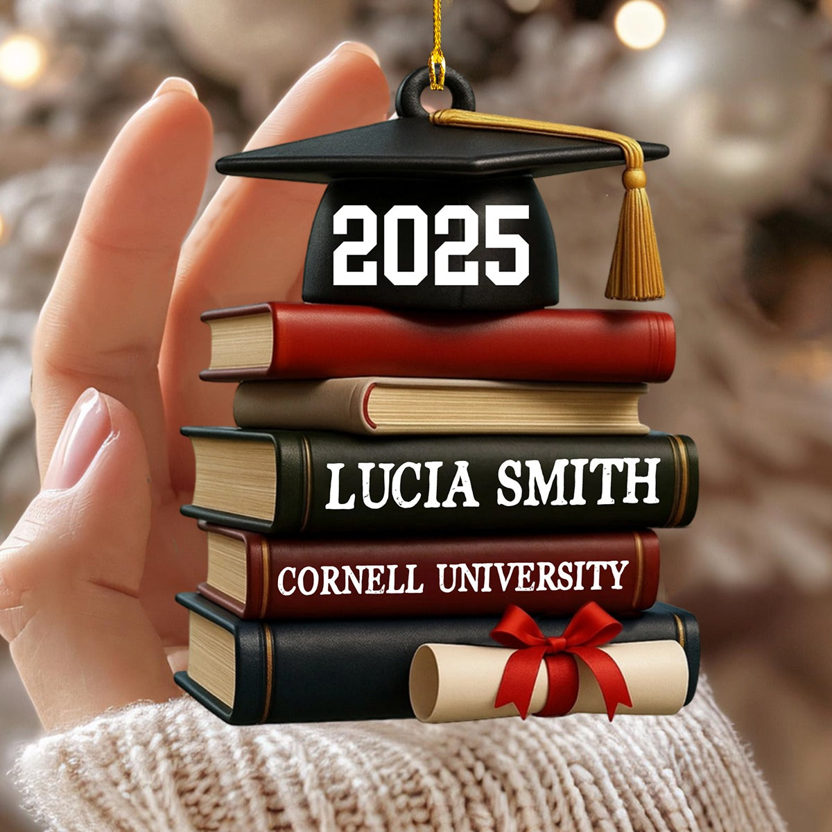 Celebrating Academic Excellence Books And Diploma Personalized Acrylic Ornament