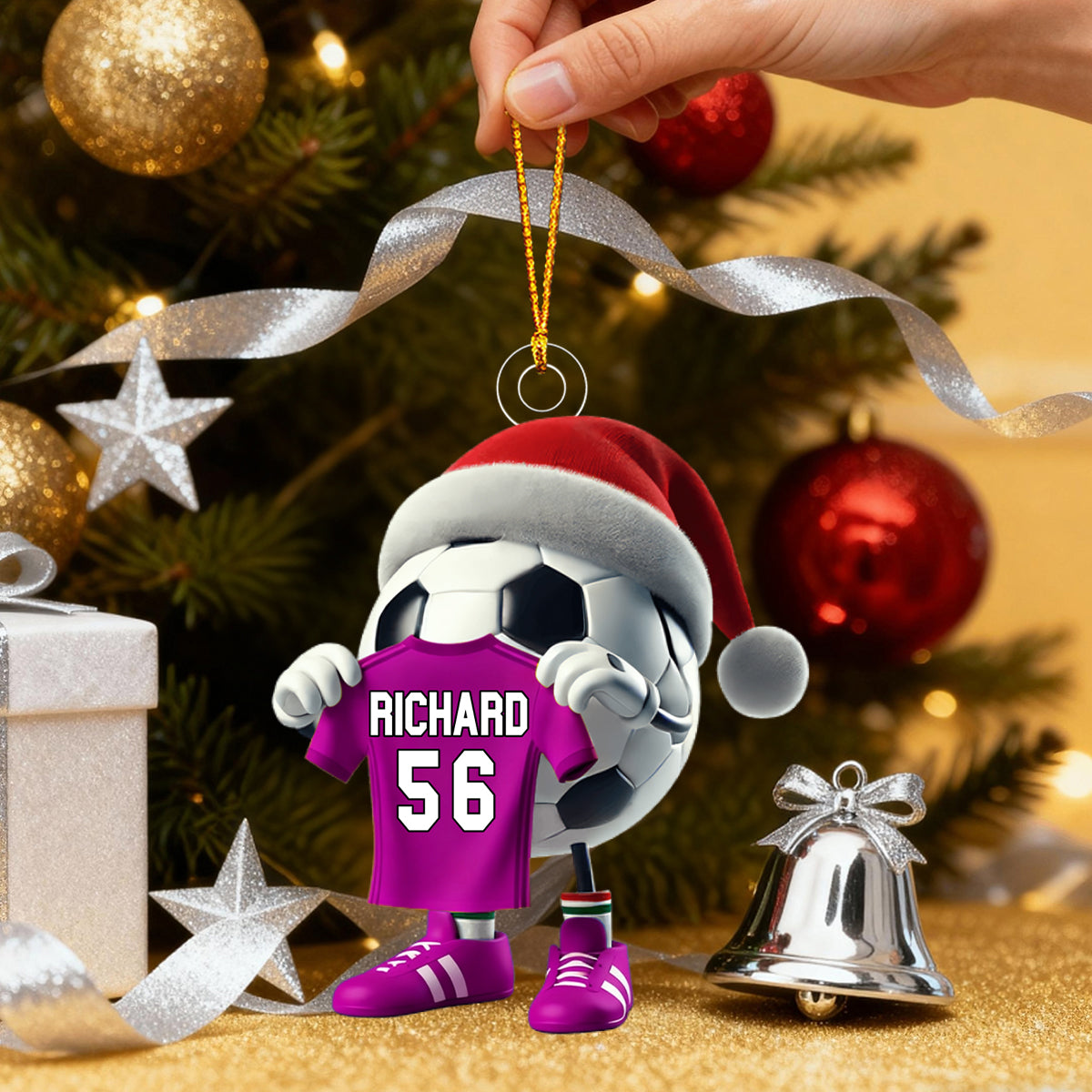 Custom Name Soccer Ornament, Soccer Lover Personalized Christmas Gift