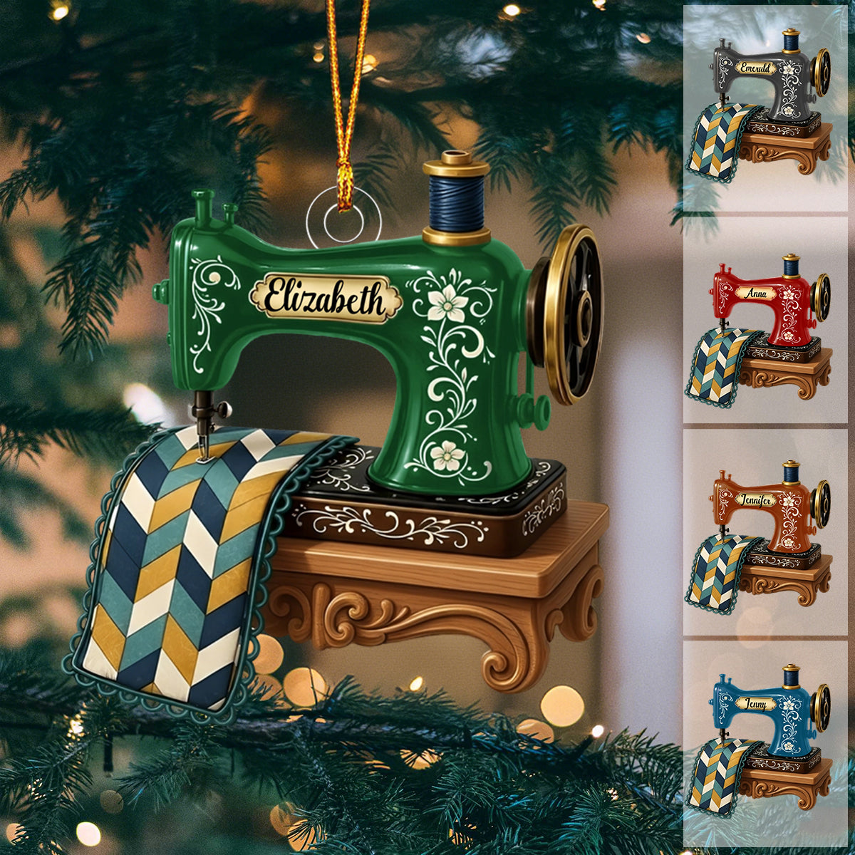 Personalized Sewing Machine Acrylic Ornament, Sewing Lover Keepsake, Crafter Gift