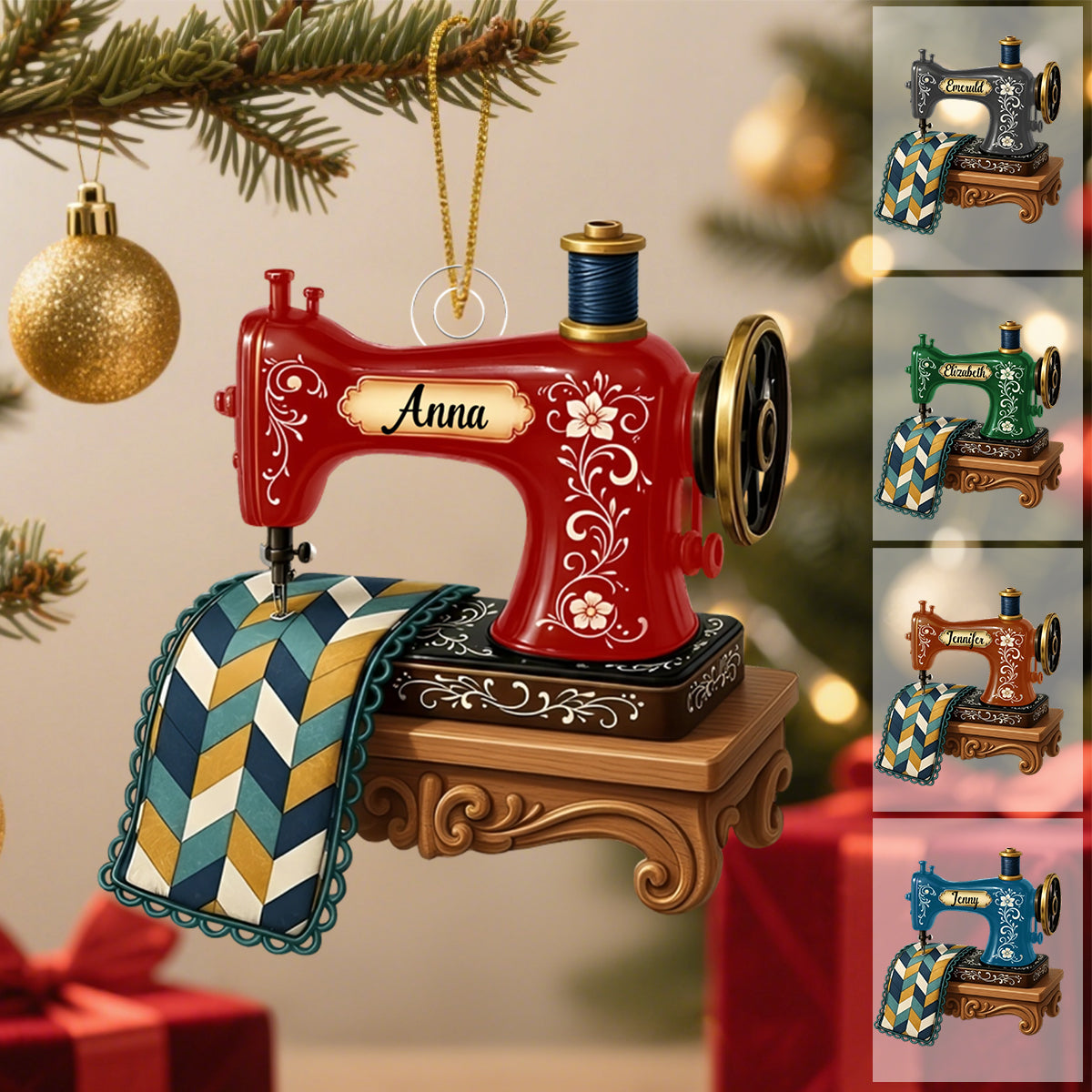 Personalized Sewing Machine Acrylic Ornament, Sewing Lover Keepsake, Crafter Gift