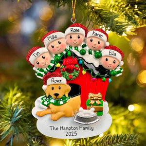 Personalized Dog Kennel Family Christmas Family Ornament