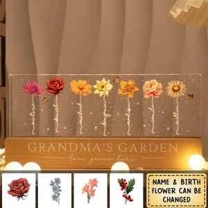 Grandma‘s Garden Birth Month Flower Personalized LED Night Light