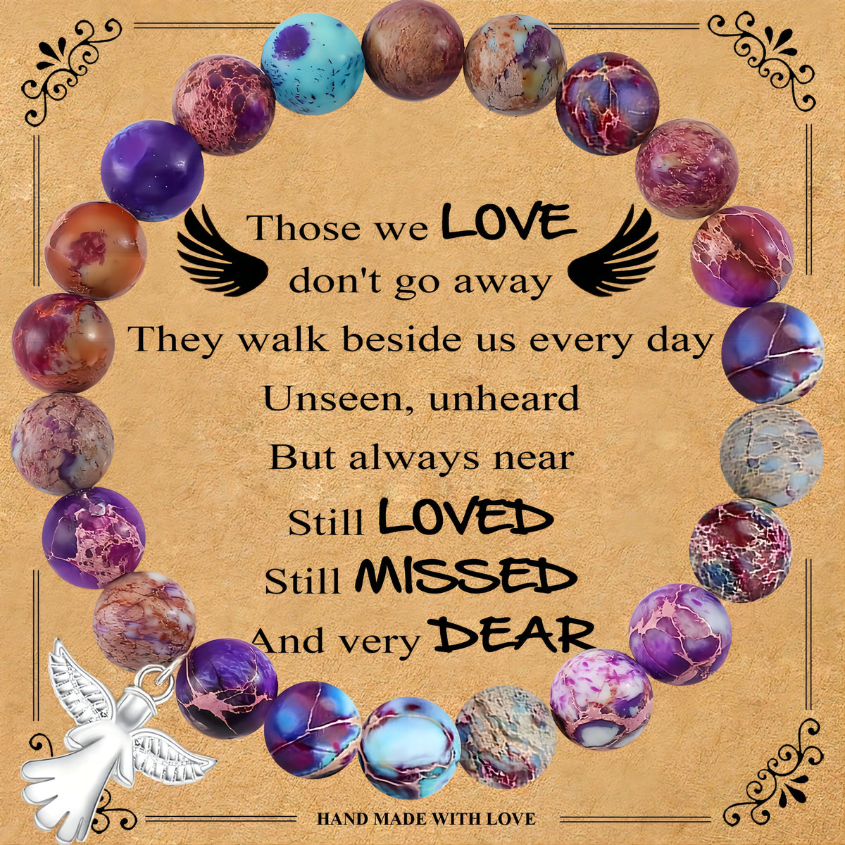 Guardian Angel Gift, Little Hug from Heaven Natural Stone Angel Bracelet