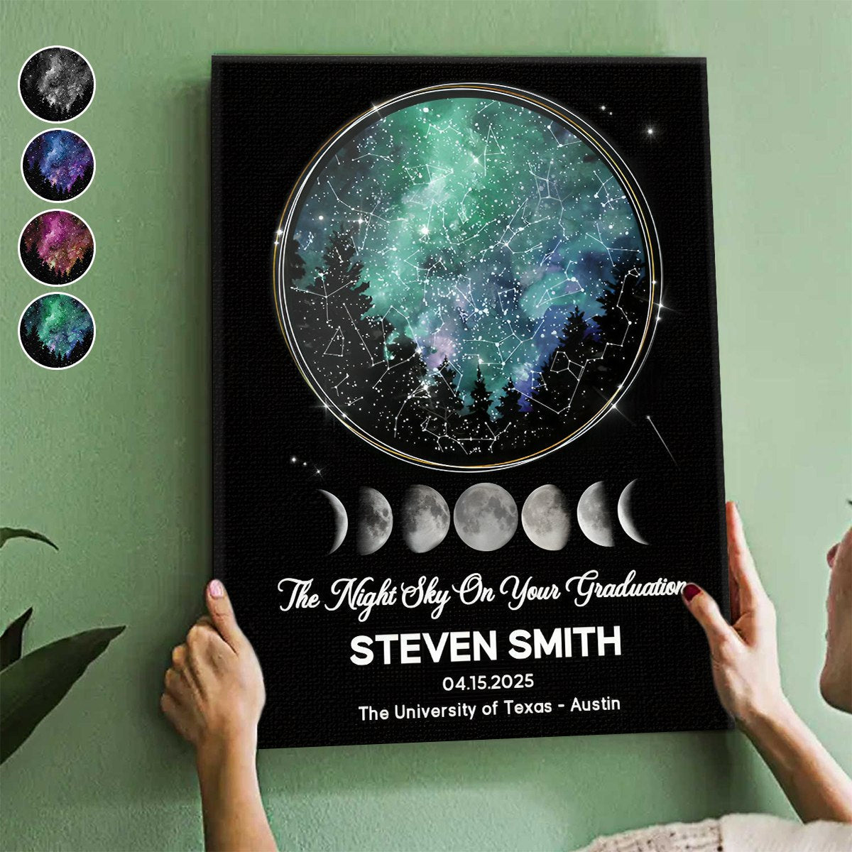 Personalized Custom Night Sky Graduation Gift Star Map Canvas Poster