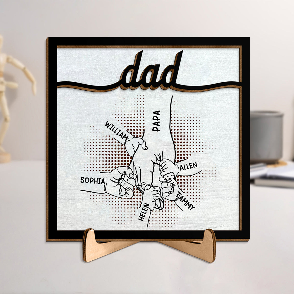 Personalized Dad Hand Bumps -  Wooden Plaque