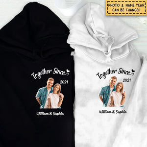 Custom Photo Together Since  - Personalized Hoodie - Gift For Couples