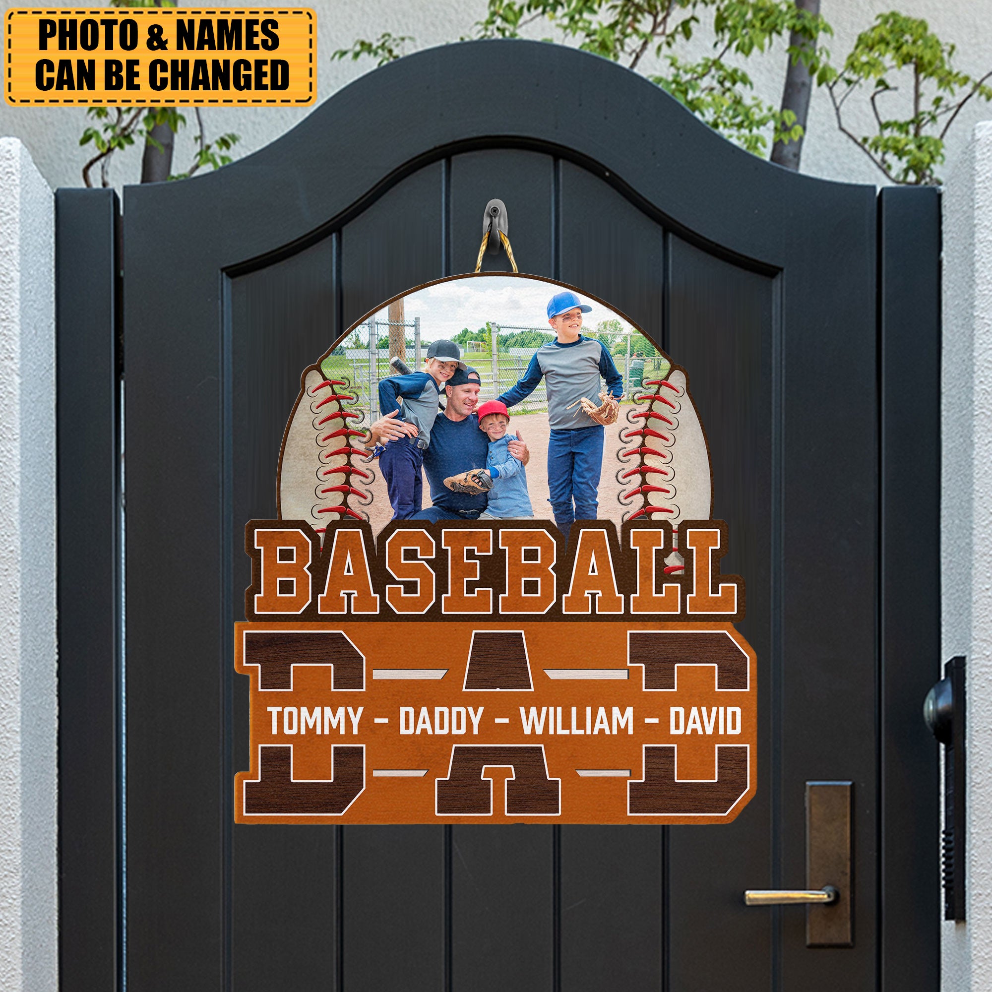 Personalized Custom Photo Shaped Wood Sign-Baseball Dad We Love You, Gift For Dad, Sport Fans