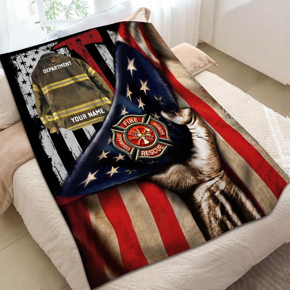 Firefighter Armor Proud Firefighter Personalized Blanket Gifts for Firefighter Fireman