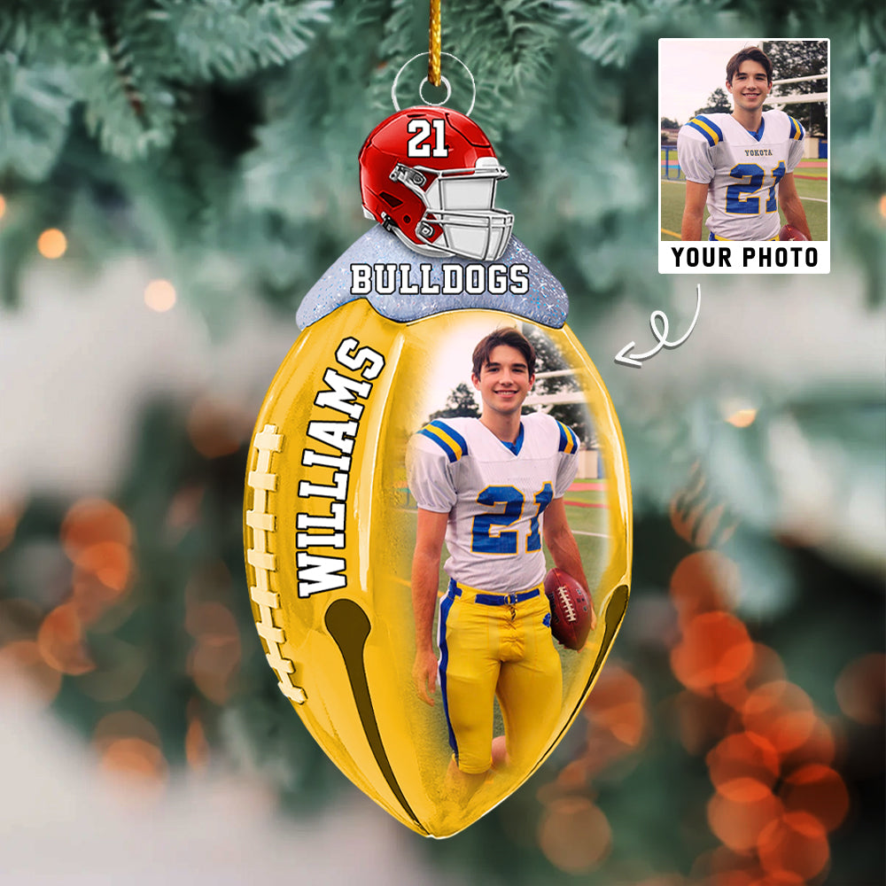 Football Bell Christmas Ornaments - Personalized Custom Photo Football Acrylic Ornaments