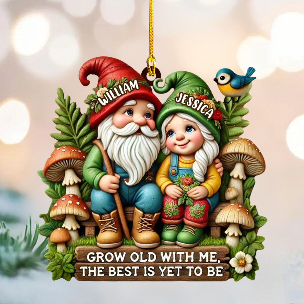 Grow Old With Me - Couples Personalized Custom Acrylic Ornament - Gift For Grandparents