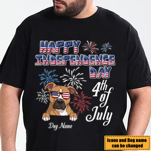 Personalized T-Shirt Happy Independence Day With Dog