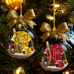 Baseball Life - Personalized Baseball Plain Shirt with Helmet & Gloves Christmas Ornament