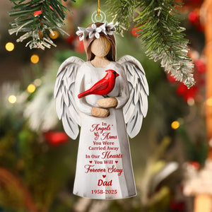 In Angels' Arms You Were Carried Away Personalized Memorial Cardinal Ornament
