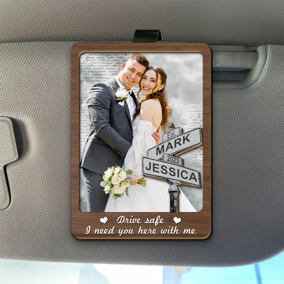 Get Home Safe - Personalized Photo Car Visor Clip