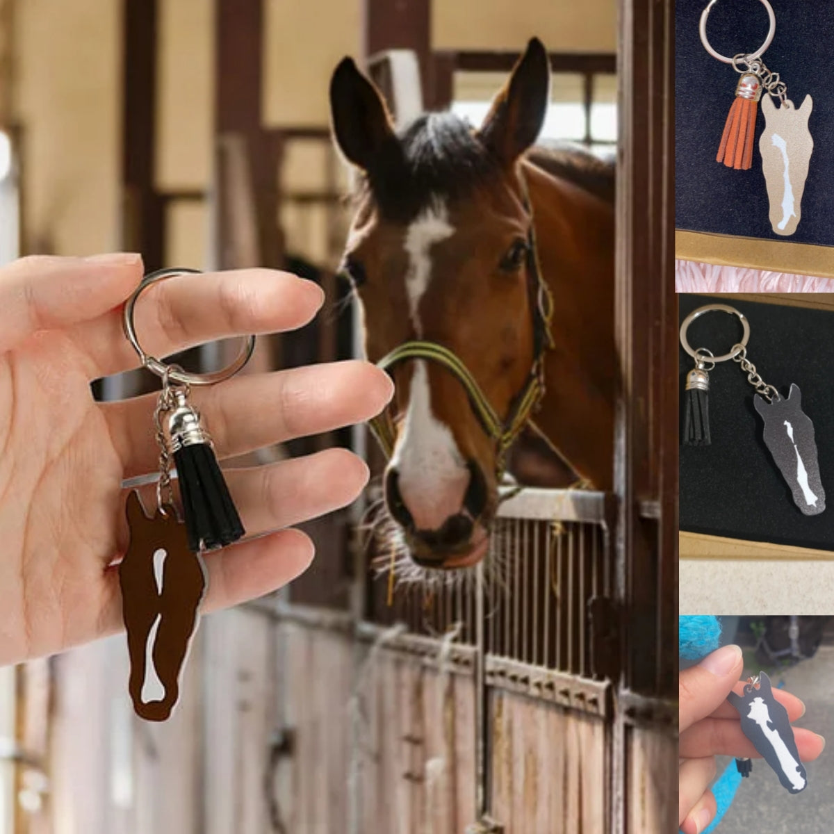 Personalized Horse Facial Marking Silhouette Acrylic Keychain Tassel Equestrians Horse Riding Accessory Gift for Horse Lover
