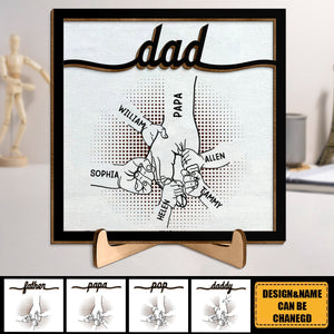 Personalized Dad Hand Bumps -  Wooden Plaque